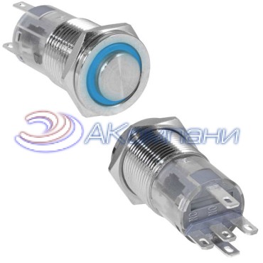 Кнопка антивандальная RUICHI LAS2GQPH-11ZE/B/N, ON-ON, рабочая температура -25…+55 °C, никелированная латунь