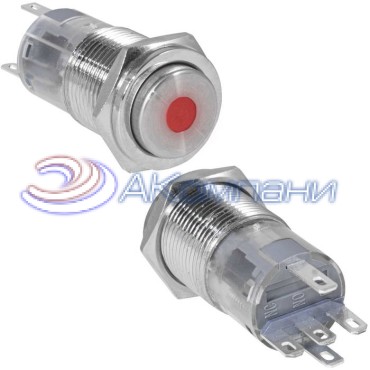 Кнопка антивандальная RUICHI LAS2GQPH-11ZD/R/N, ON-ON, рабочая температура -25…+55 °C, никелированная латунь
