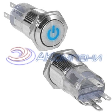 Кнопка антивандальная RUICHI LAS2GQF-11ZDT/B/N, ON-ON, рабочая температура -25…+55 °C, никелированная латунь