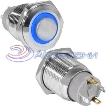 Кнопка антивандальная RUICHI GQ16H-10ZE/J/B/N, OFF-ON, рабочая температура -25…+55 °C,   никелированная латунь