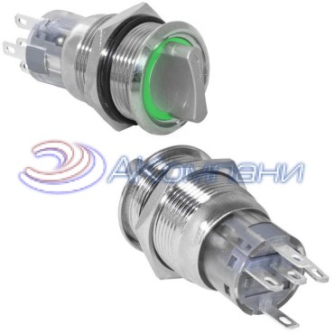 Кнопка антивандальная RUICHI LAS2-AGQ-11X/21/G/N, ON-ON, рабочая температура -25…+55  °C, никелированная латунь
