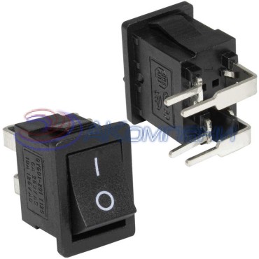 Клавишный переключатель RUICHI KCD1-104-04W ON-OFF 5A 250VAC 4 контакта, черный