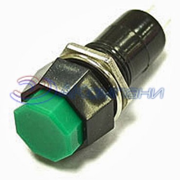 Кнопочный переключатель RUICHI PBS-14B, OFF-(ON), зелёный