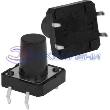 Тактовая кнопка RUICHI KAN1211-1201B, 12x12x12 мм, OFF-(ON), 50 мА, 12 В, 100 мОм