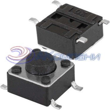 Тактовая кнопка RUICHI KAN0641-0431B, 6x6x4.3 мм, OFF-(ON), 50 мА, 12 В, 50 мОм
