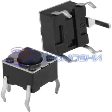 Тактовая кнопка RUICHI KAN0621-0431B, 6x6x4.3 мм, OFF-(ON), 50 мА, 12 В, 100 мОм