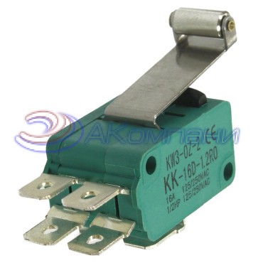Микропереключатель с планкой и роликом RUICHI MSW-07, ON-(ON) 6P-2x3, 5 А, 250 В