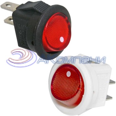 Клавишный переключатель круглый RUICHI SMRS-101-2, ON-OFF, SPST, красный, без подсветки
