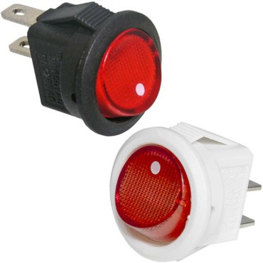 Клавишный переключатель круглый RUICHI SMRS-101-2, ON-OFF, SPST, красный, без подсветки