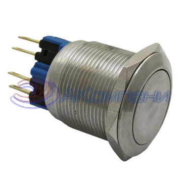 Кнопка антивандальная без подсветки RUICHI GQ22-11Z on-(off)+off-(on), М22, IP65, никелированная латунь