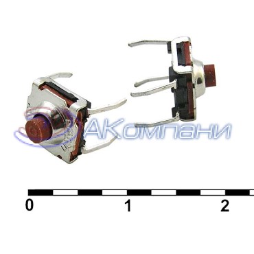 Тактовая кнопка пылевлагозащищенная RUICHI WS050S-180AR, 7.2х7.2х5 мм, OFF-ON (4Р), IP 67, 50 мА, 12 В, 100 мОм