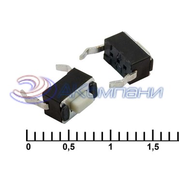 Тактовая кнопка RUICHI IT-0343, 6.1x3.5x4.5 мм, OFF-(ON), 50 мА, 12 В, 100 мОм, пайка в плату