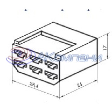 Колодка гнездовая 6 контактов 1/02503-01/80 с двойной фиксацией