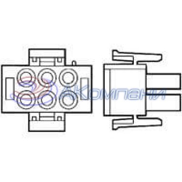 1-480704-2, Корпус разъема вилка MATE-N-LOK UL94V-2, 6.35 мм, 6 контактов красный