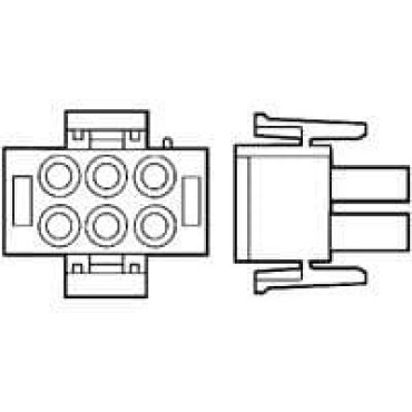 1-480704-2, Корпус разъема вилка MATE-N-LOK UL94V-2, 6.35 мм, 6 контактов красный