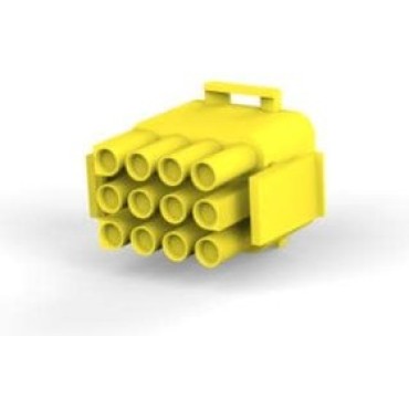 1-480708-4, Корпус разъема вилка MATE-N-LOK UL94V-2, 6.35 мм, 12 контактов желтый
