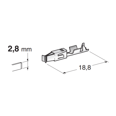 Наконечник неизолированный с зажимом гнездо (мама) 2.8мм, сечение провода 0,2-0,5 мм² 1105615 MTA
