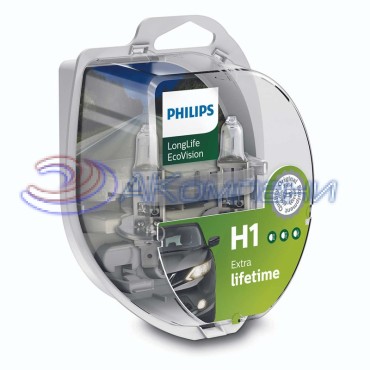 Лампа галогенная Н 1 12v  55w  LONG LIFE ECO VISION 2шт PHILIPS