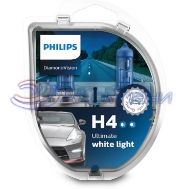 Лампа галогенная Н 4 12v  60/55w DIAMOND VISION 5000K 2шт PHILIPS