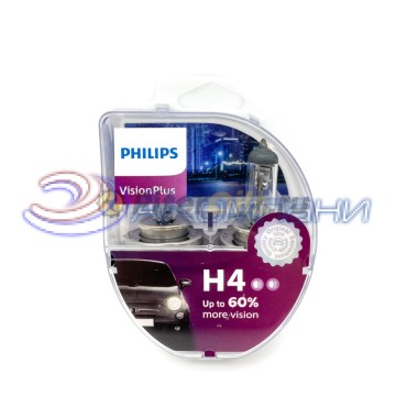 Лампа галогенная Н 4 12v  60/55w +60% яркости VISION PLUS 2шт PHILIPS