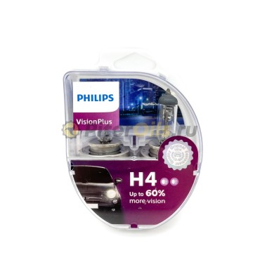 Лампа галогенная Н 4 12v  60/55w +60% яркости VISION PLUS 2шт PHILIPS