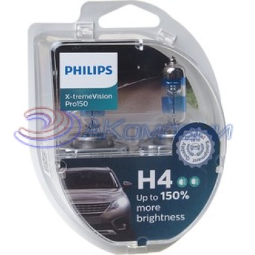 Лампа галогенная Н 4 12v  60/55w +150% яркости X-TREME VISION PRO 150 2шт PHILIPS