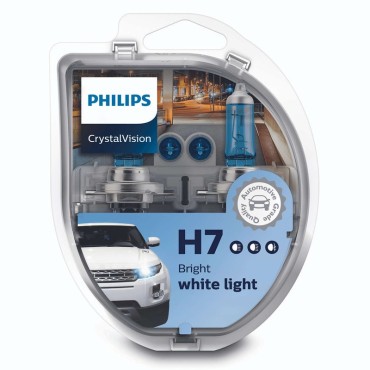 Лампа галогенная Н 7 12v 55w CRISTAL VISION 4300K (2шт+2шт W5W) 12V/1/5/30 HIT PX26d PHILIPS