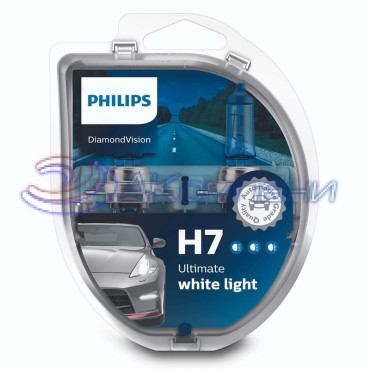 Лампа галогенная Н 7 12v 55w DIAMOND VISION 5000K 2шт PHILIPS