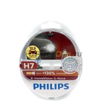 Лампа галогенная Н 7 12v 55w +130% яркости X-TREME VISION G-force 2шт PHILIPS