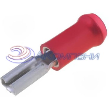 165566-1 Наконечник плоский изолированный обжим 2,8мм; 0,8мм; "мама"; 0,3-1,5мм2; красный