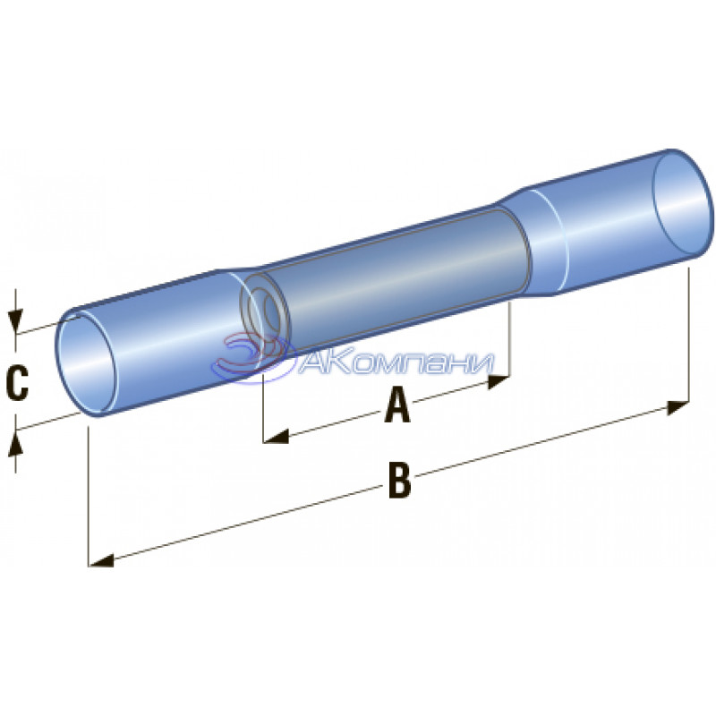 Клемма соединитель в термоусадке d=4,9 сечение провода 1 мм- 2,5 мм2
