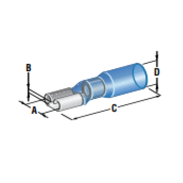 Наконечник плоский изолированный в термоусадке (мама), сечение провода 1,25-2,5 мм² d=4,9 мм 1880310 MTA