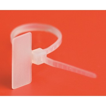 Хомут P6.6 маркировочный, белый 4,8x300, вертикальная табличка под замком 27x12,9