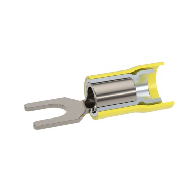 Наконечник вилочный с изолир.фланцем ПВХ, двойная гильза, 2,5-6 кв.мм М6 (д.6,4 мм) (НВИ)