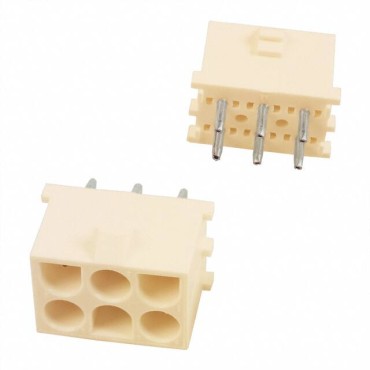 Вилка прямая для монтажа многорядная 6.35 мм 6 контактов UL94V-2 350431-1 Tyco Electronics