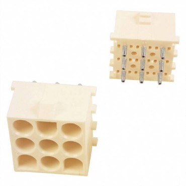 Вилка прямая для монтажа многорядная 6.35 мм 9 контактов UL94V-2 350432-1 Tyco Electronics