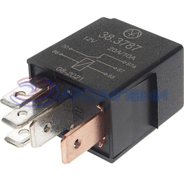 38.3787 Реле электромагнитное ВАЗ-1118, 12V 5 контактов 20/10А, переключающее (Энергомаш)