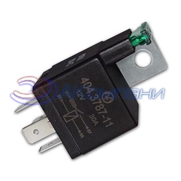 404.3787-11 Реле электромагнитное, 12V 30А 4 контакта, замыкающее с предохранителем (Энергомаш)