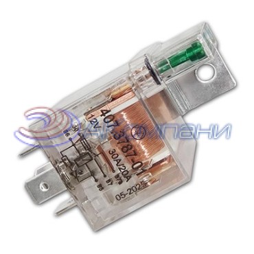 407.3787-01 Реле электромагнитное, 12V 30А/20А 5 контактов, переключающее с резистором, предохранителем и светодиодом (Энергомаш)