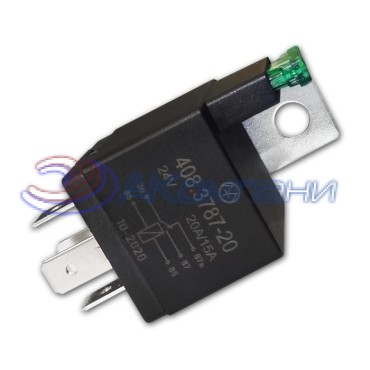 408.3787-20 Реле электромагнитное, 24V 20А/15А 5 контактов, переключающее с предохранителем (Энергомаш)