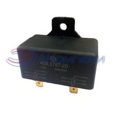 409.3787-20 Реле электромагнитное, 12V 40/30А 5 контактов, переключающее с колодкой (Энергомаш)