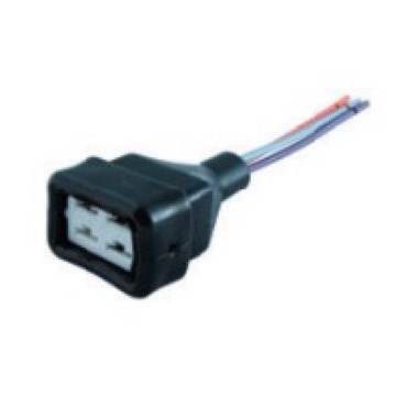 9007СБП Колодка соединит.  4 конт. 6,3мм гнездо (в сборе с 3-мя проводами  0,75мм кв.и пыльником)