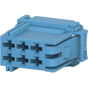 6-968970-1 Корпус автомобильного разъема AMP MCP 2.8, вилка 6 контактов голубой