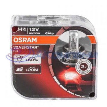 Галогенная Лампа Н 4 12V 60/55W +60% яркости SILVERSTAR 2.0 OSRAM