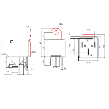 Реле электромагнитное 71 стартера 12V 4 контакта 50А без кронштейна 71.3747-01