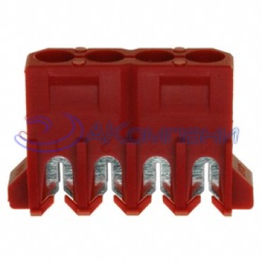 770156-2, Корпус разъема розетка 5.08 mm, 4 POS Rectangular Plug IDC Tin 16 AWG красный