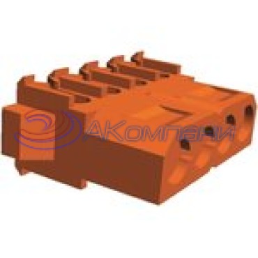 770156-3, Корпус разъема розетка 5.08 mm, 4 POS Rectangular Plug IDC Tin 16 AWG оранжевый