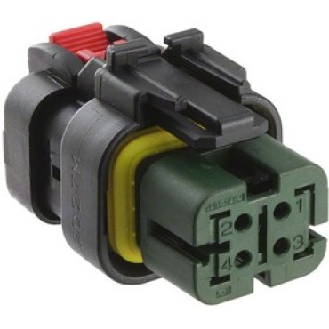 776487-4, Корпус разъема 4.5mm, AMPSEAL 16, Штекер, 4 контакта PLUG ASSY 14-20 AWG черный