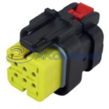 776531-3, Корпус разъема 5.3mm, AMPSEAL 16, Гнездо, 6 контактов PLUG ASSY 18-20 AWG желтый