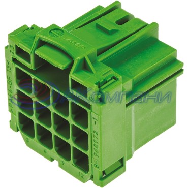 8-968972-1 Корпус автомобильного разъема AMP MCP 2.8 2.LOCKING, вилка 12 контактов зеленый